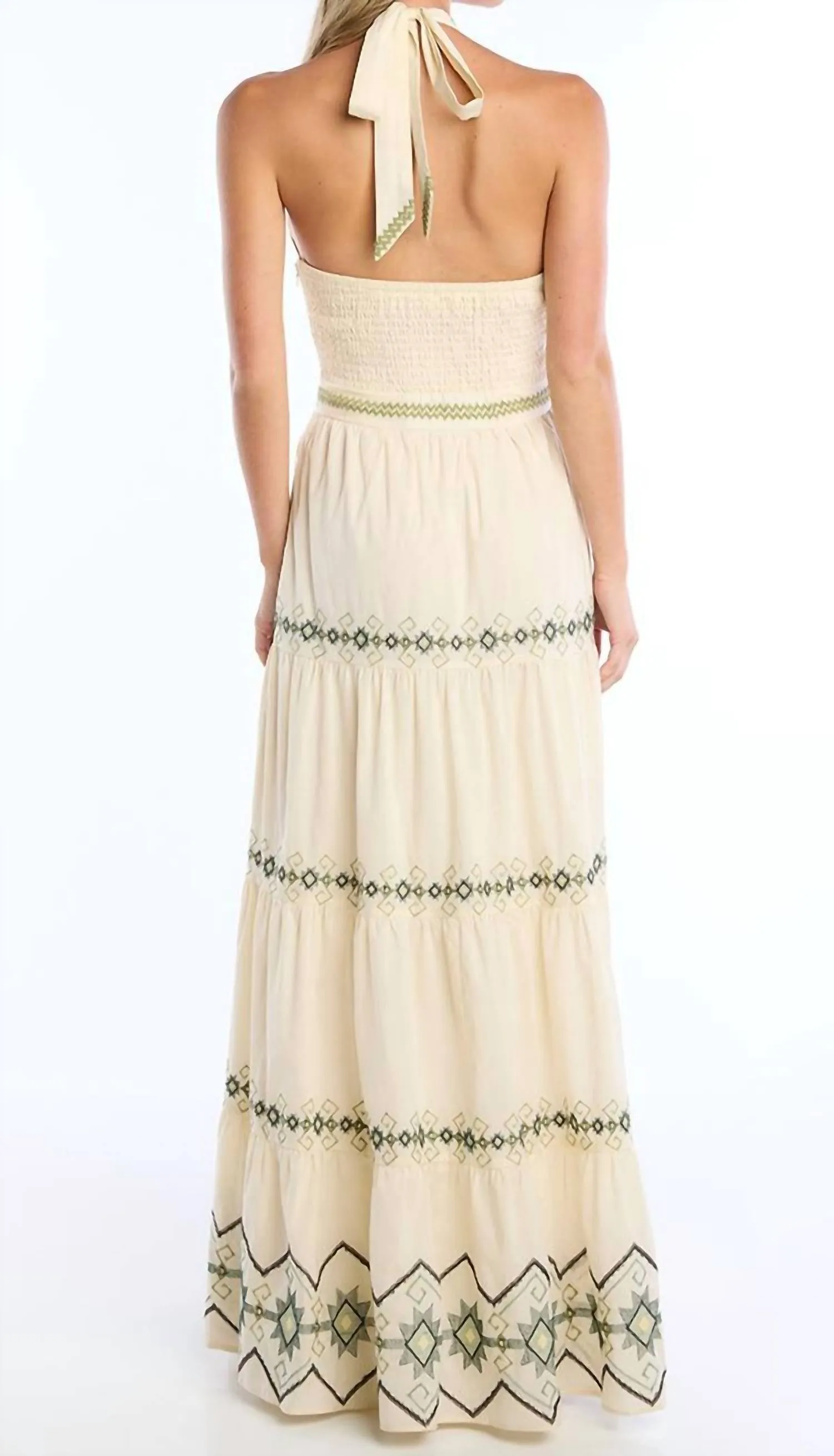 Allison New York - EMBROIDERED Miley Halter Maxi Dress
