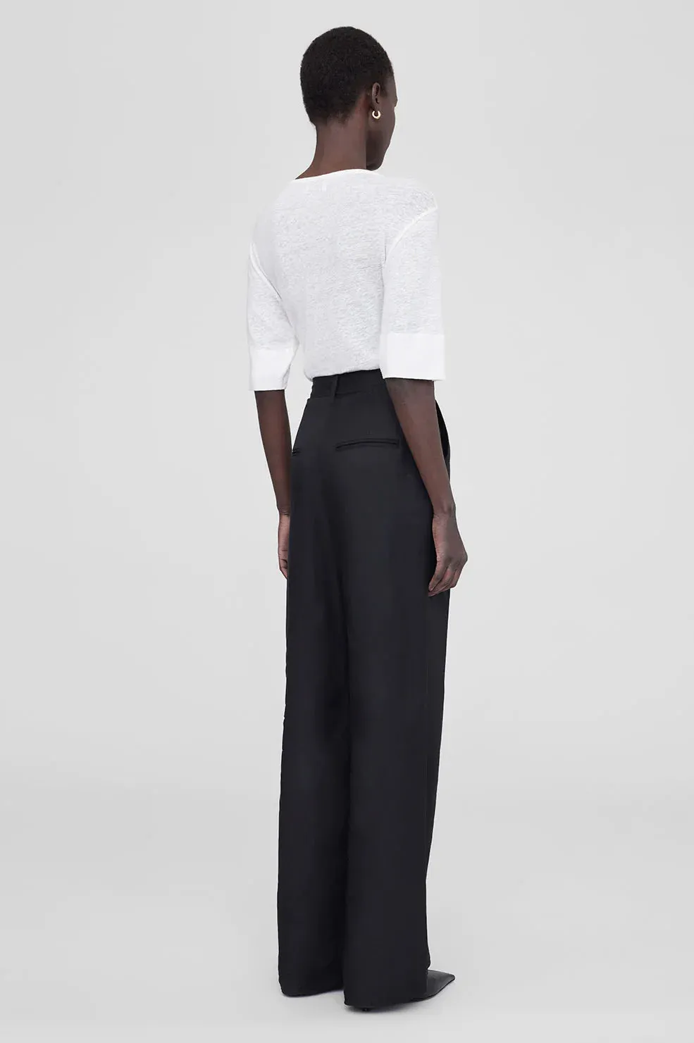 Anine Bing CARRIE PANT - BLACK LINEN BLEND