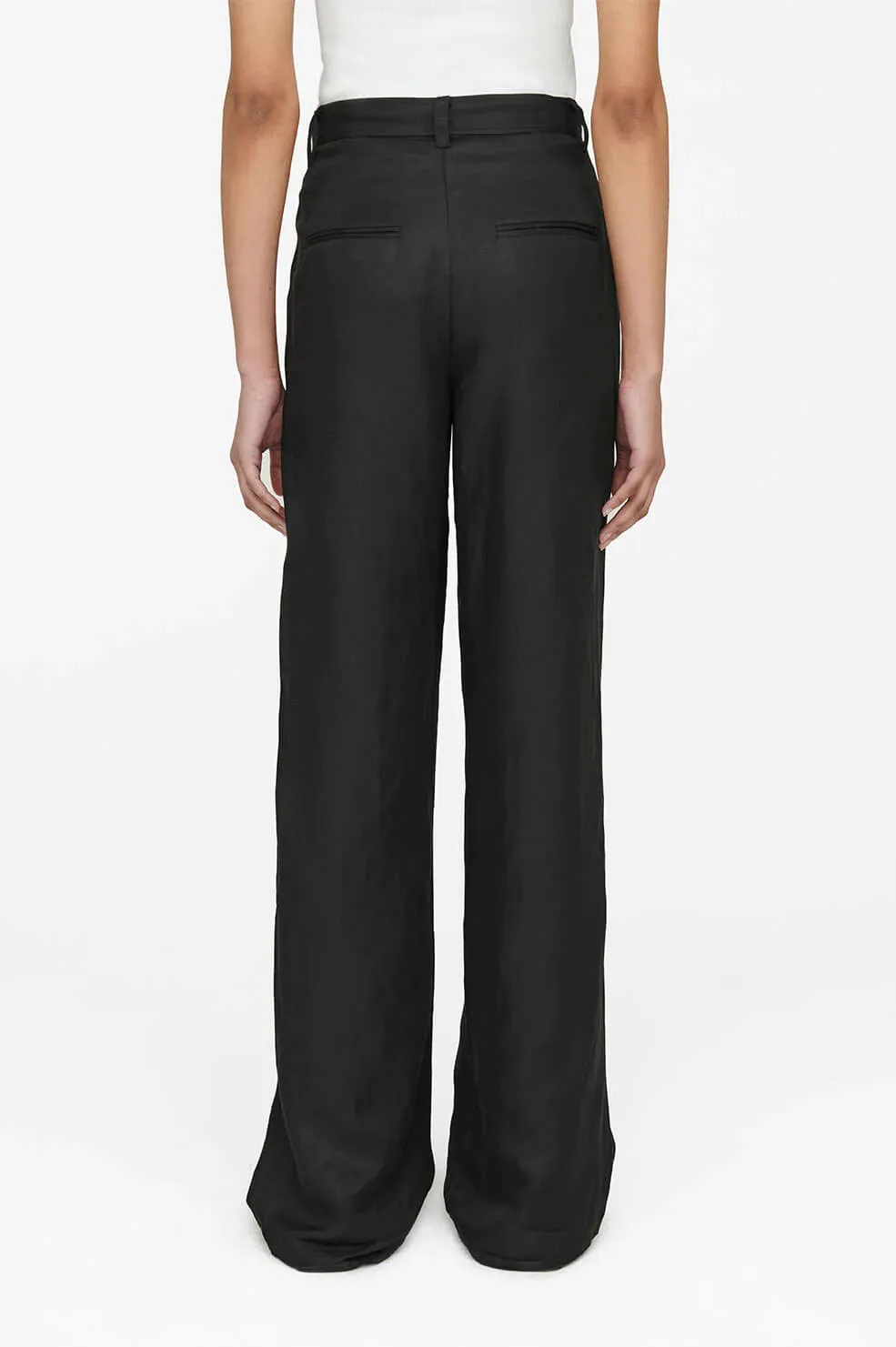 Anine Bing CARRIE PANT - BLACK LINEN BLEND