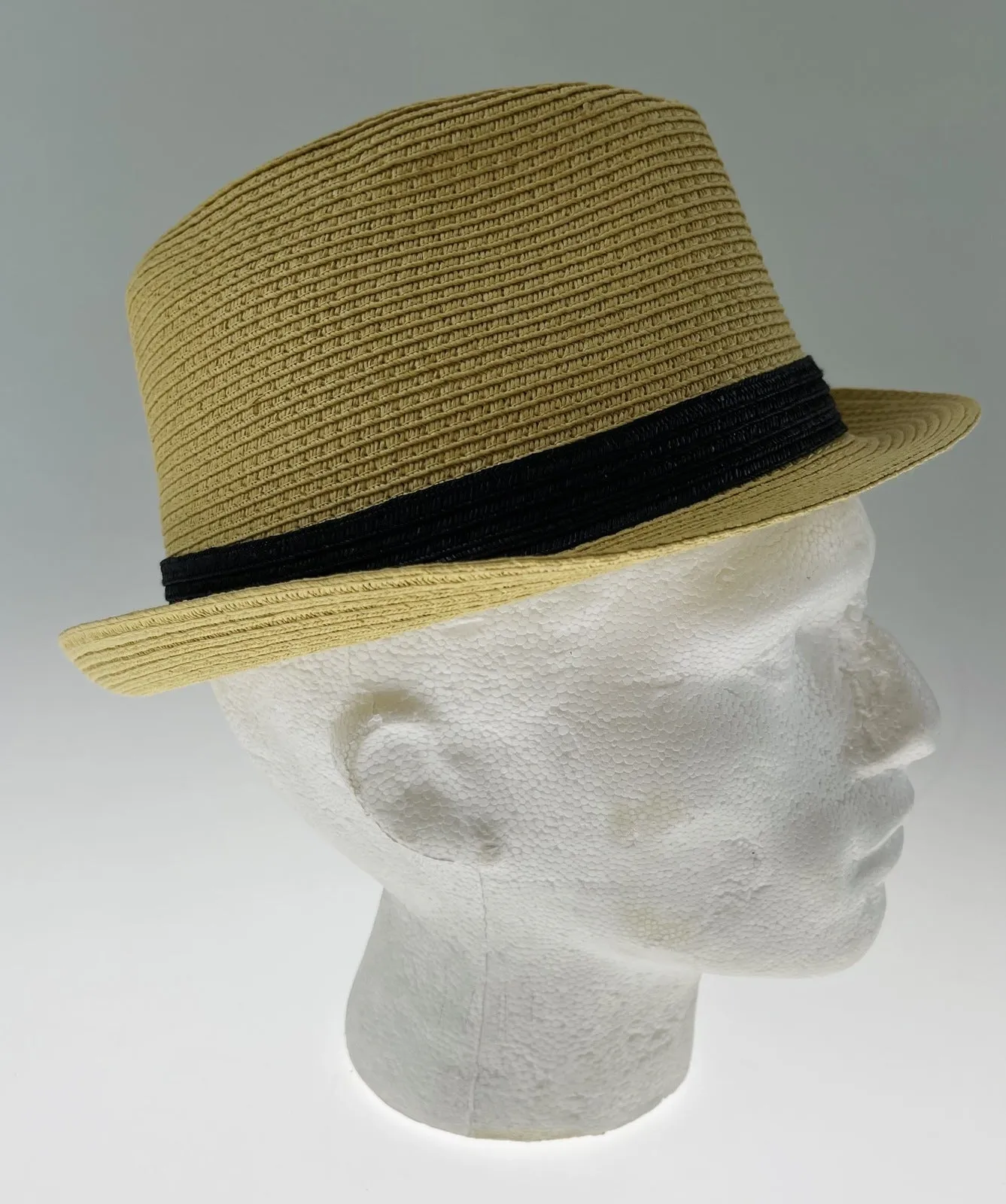 Dents Toyo Straw Trilby Fedora Hat Summer Fedora Small Brim - Natural/Black