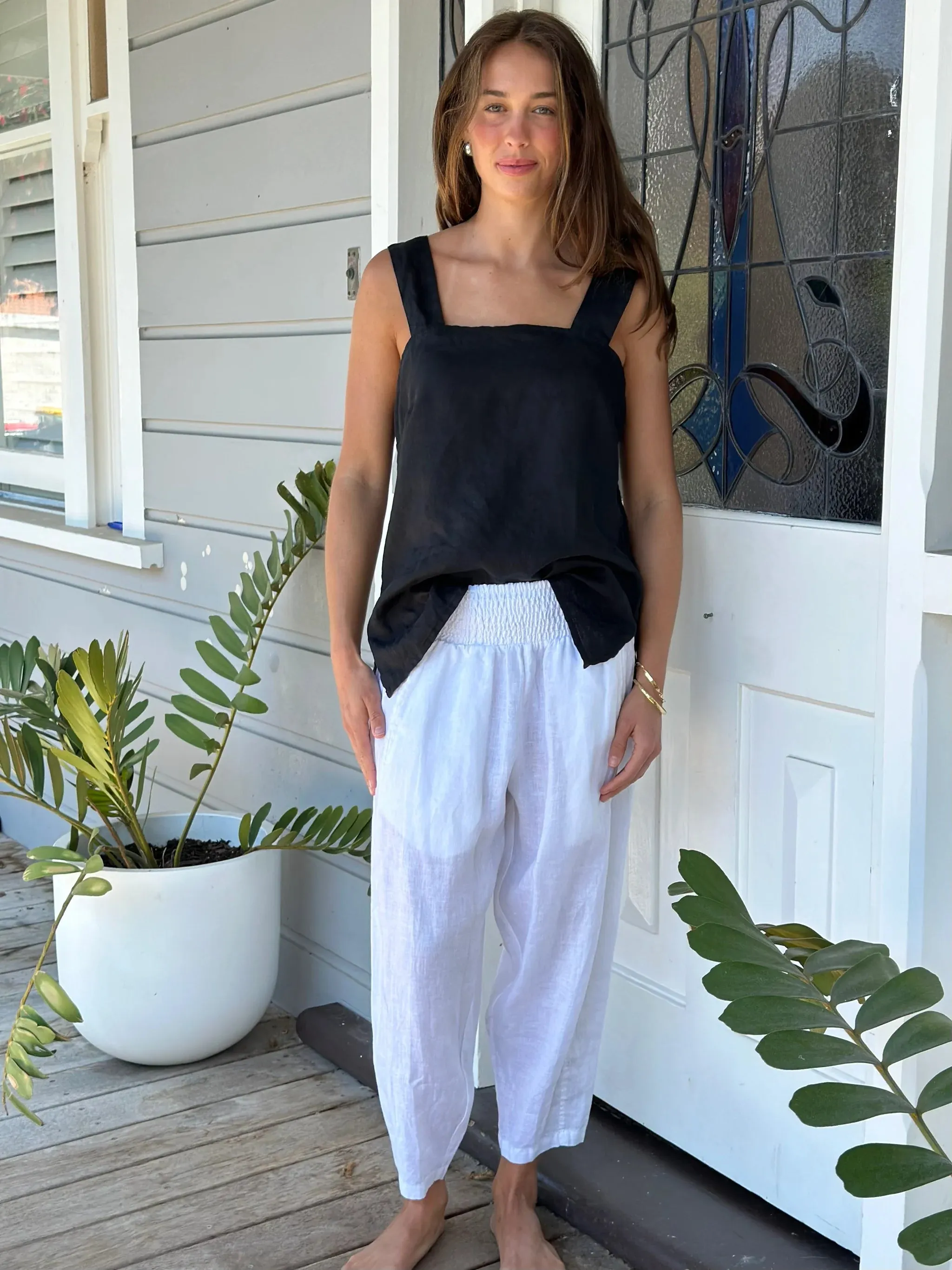 frankie pants-white linen