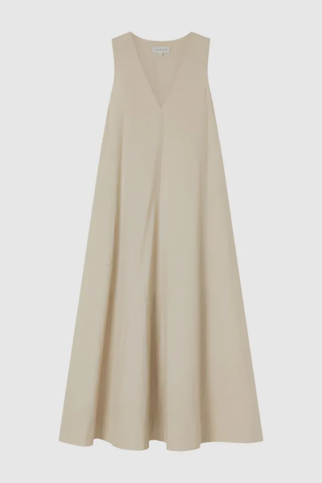 Lee Mathews Poplin Apron Dress in Dune