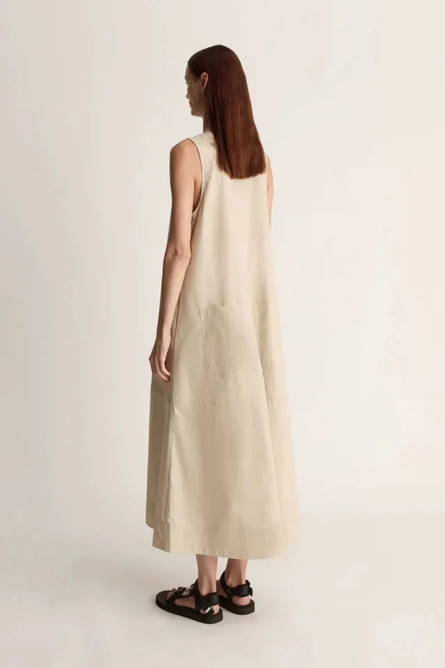 Lee Mathews Poplin Apron Dress in Dune