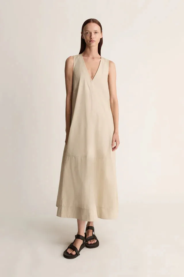 Lee Mathews Poplin Apron Dress in Dune