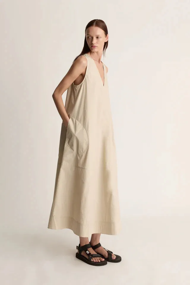 Lee Mathews Poplin Apron Dress in Dune
