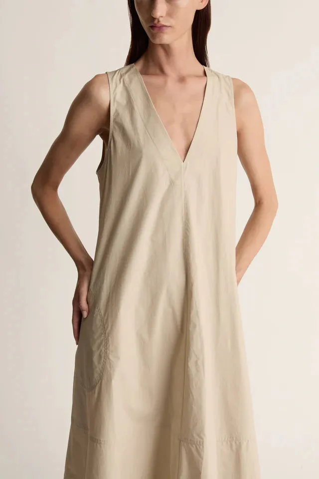 Lee Mathews Poplin Apron Dress in Dune