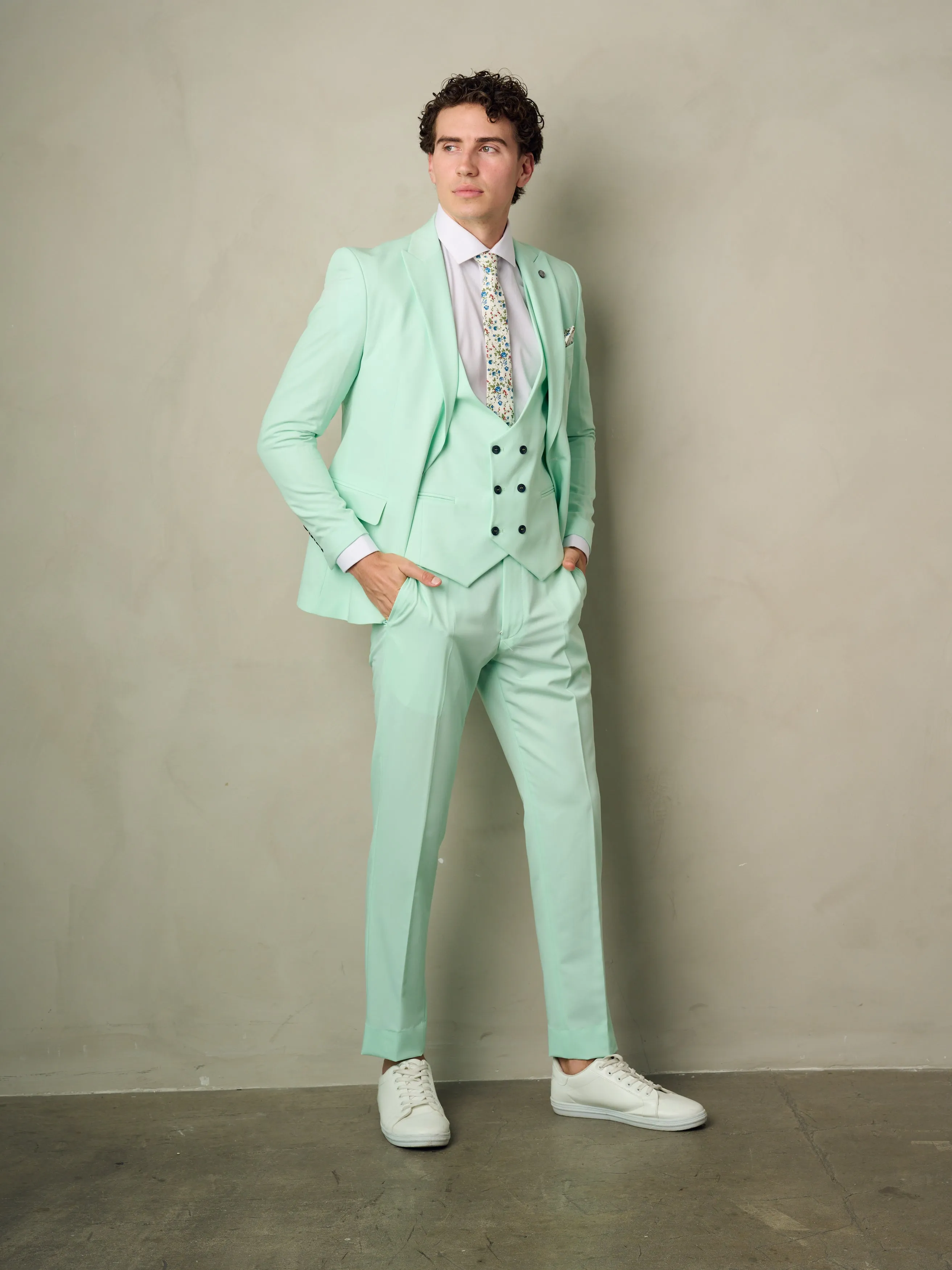 Limited Edition Men's 3-Pieces Slim Fit Mint Green Suit