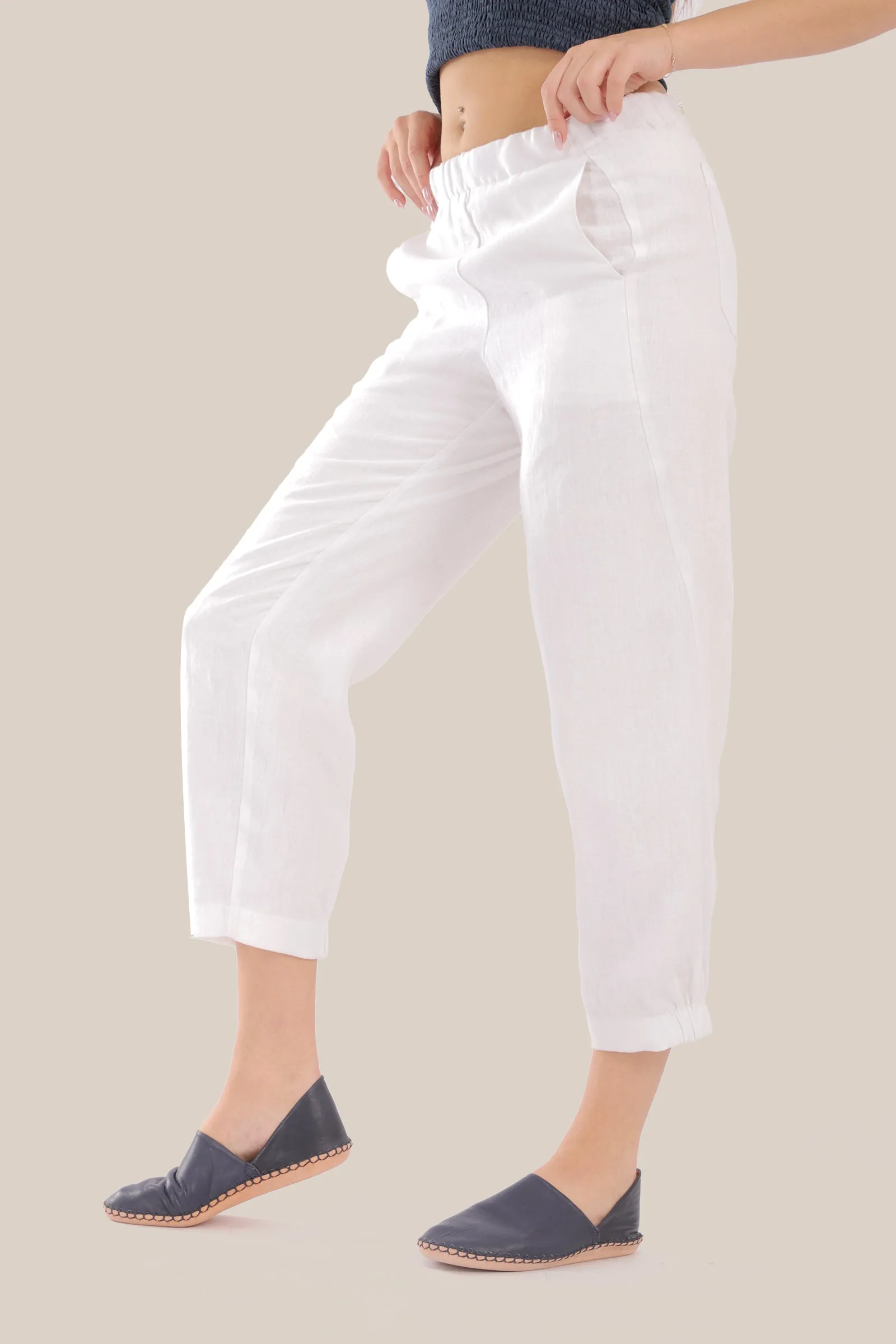 Linen Pants with elastic waistline