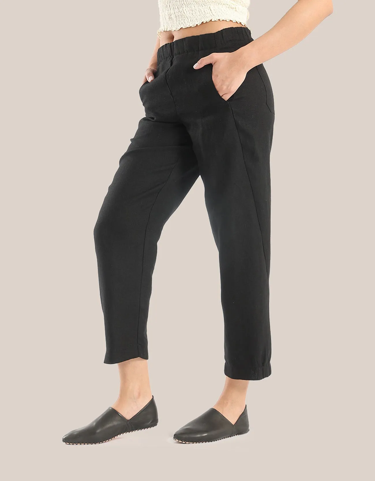 Linen Pants with elastic waistline