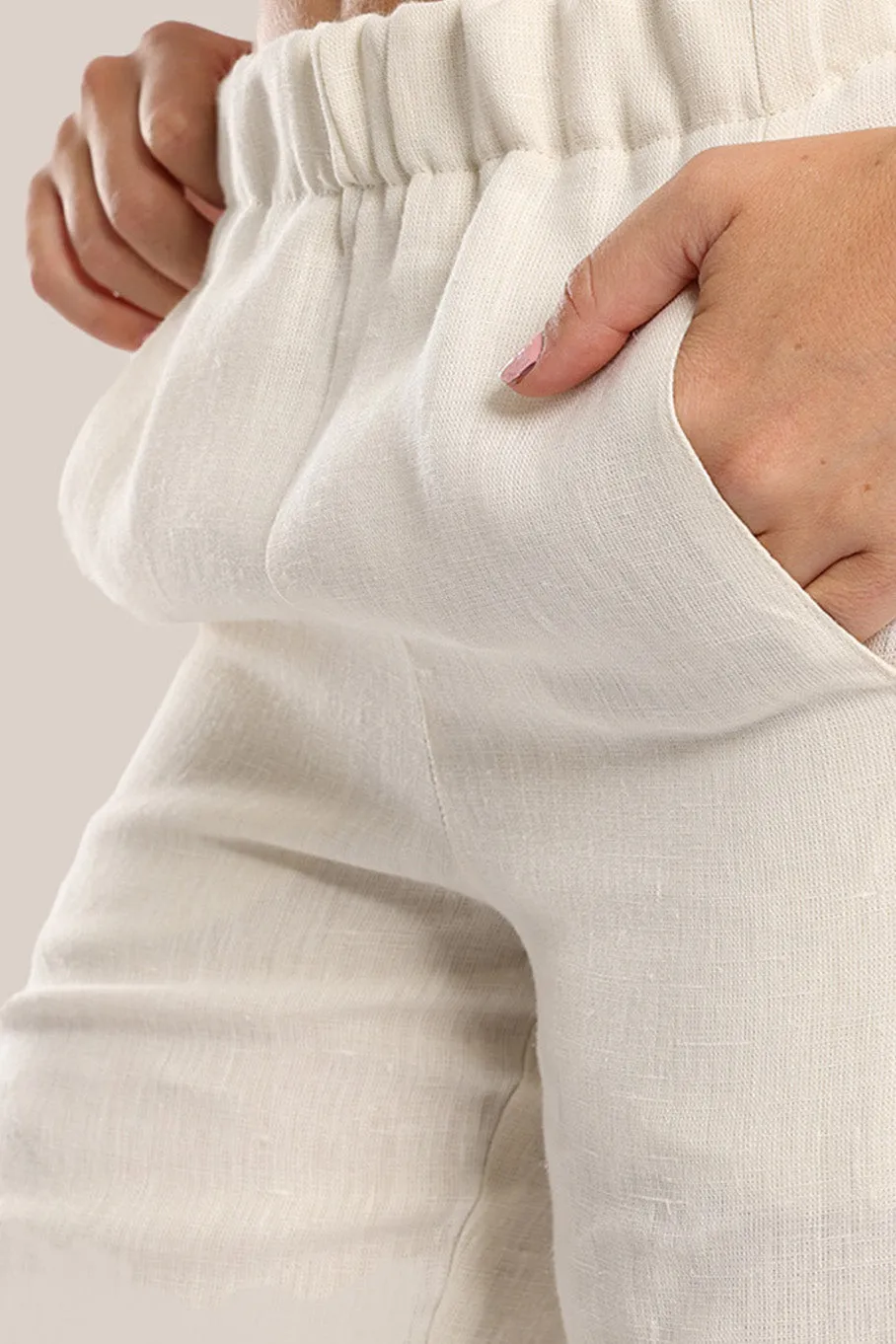 Linen Pants with elastic waistline