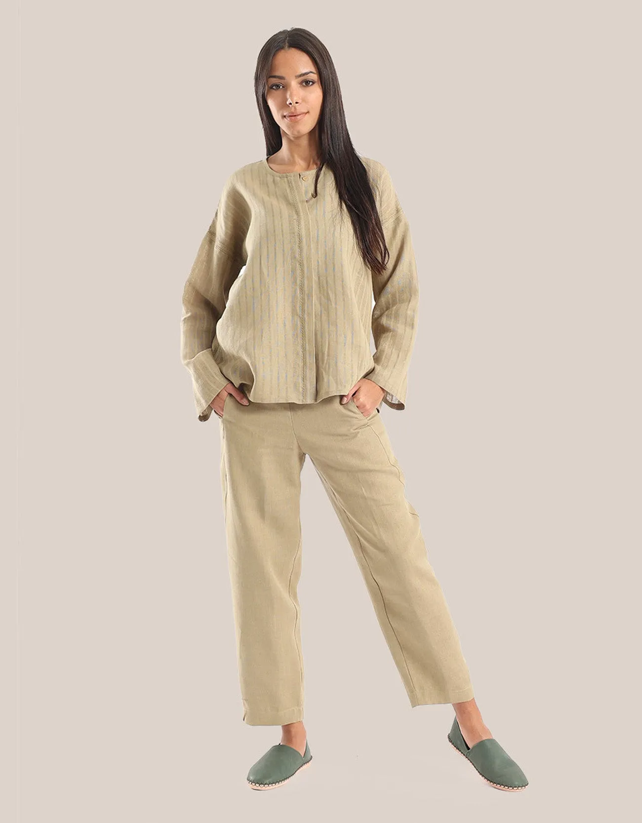 Linen Pants with elastic waistline