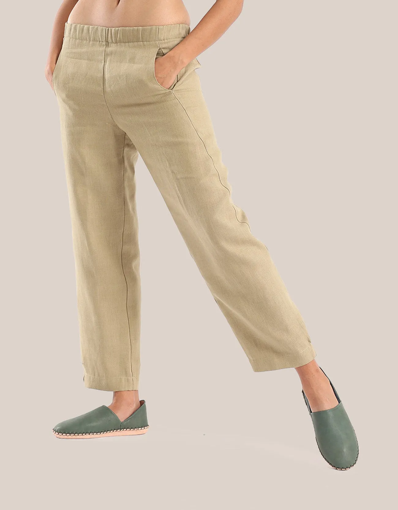 Linen Pants with elastic waistline