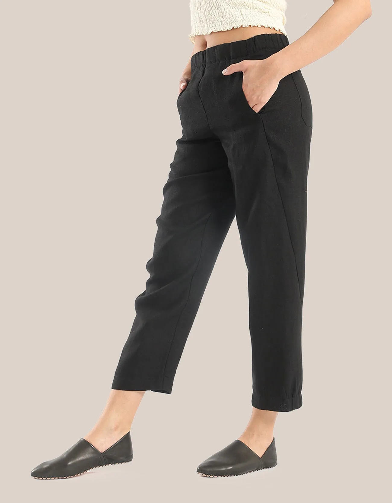 Linen Pants with elastic waistline