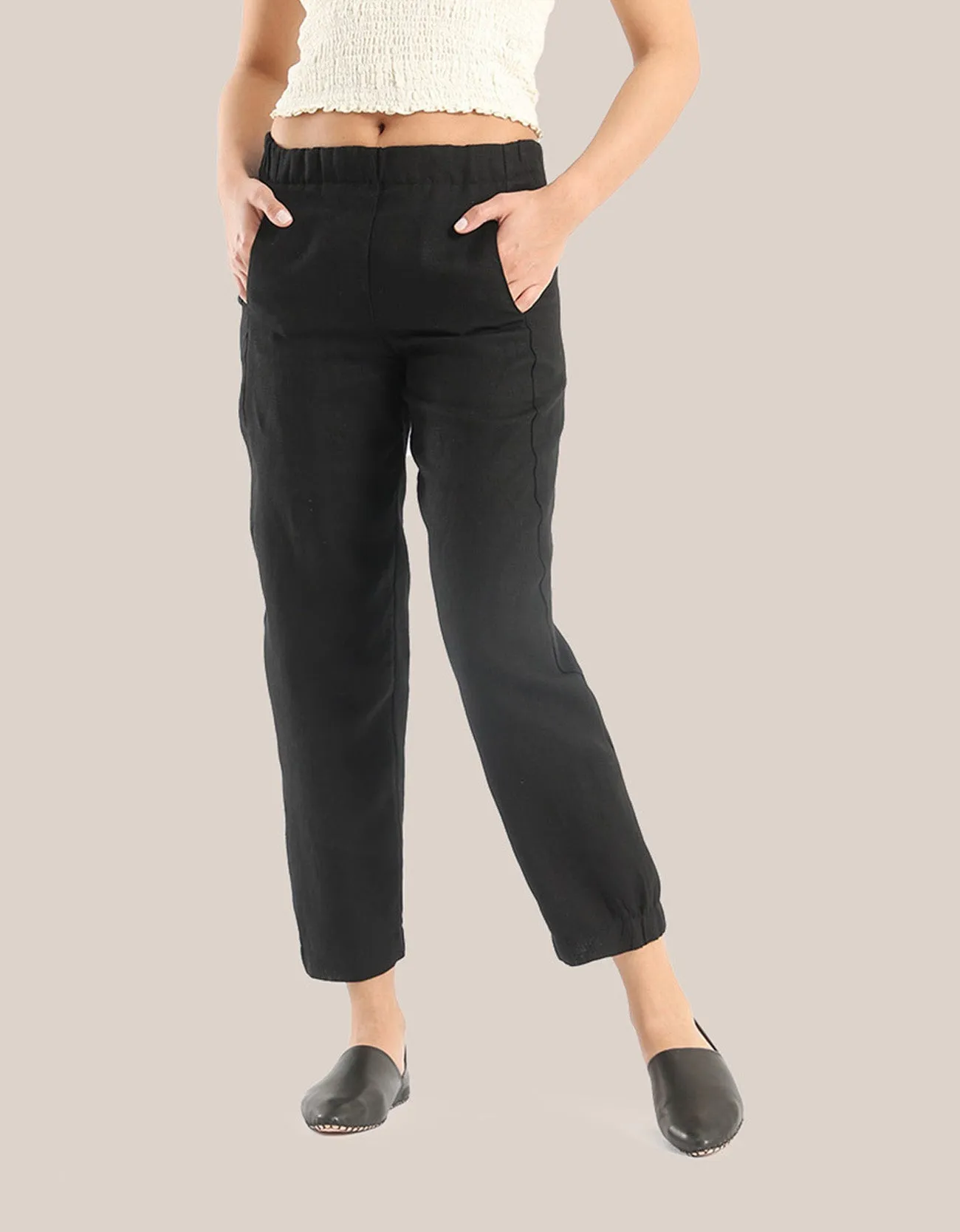 Linen Pants with elastic waistline
