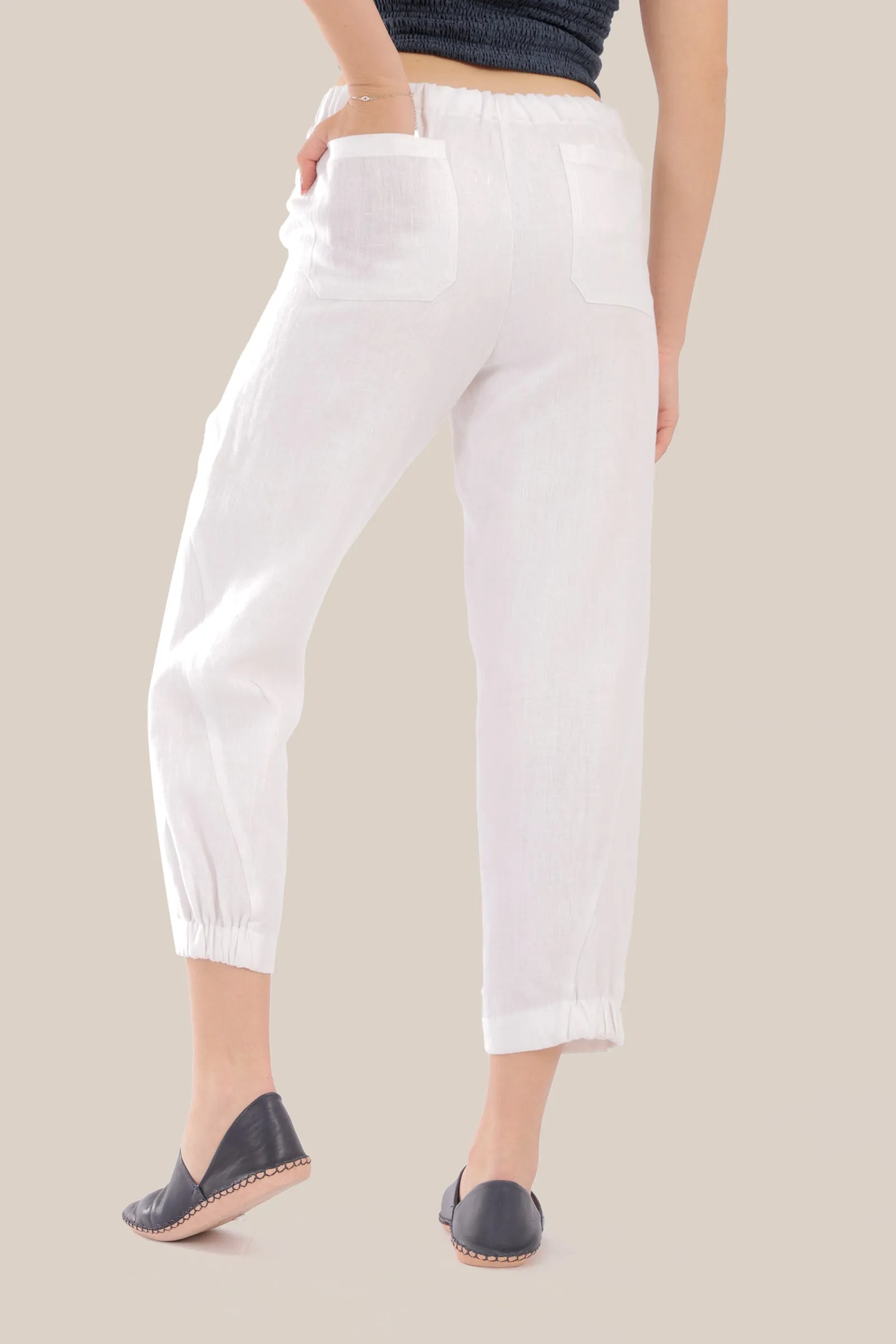 Linen Pants with elastic waistline