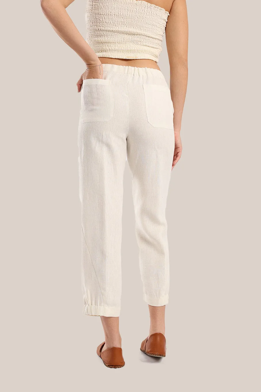 Linen Pants with elastic waistline