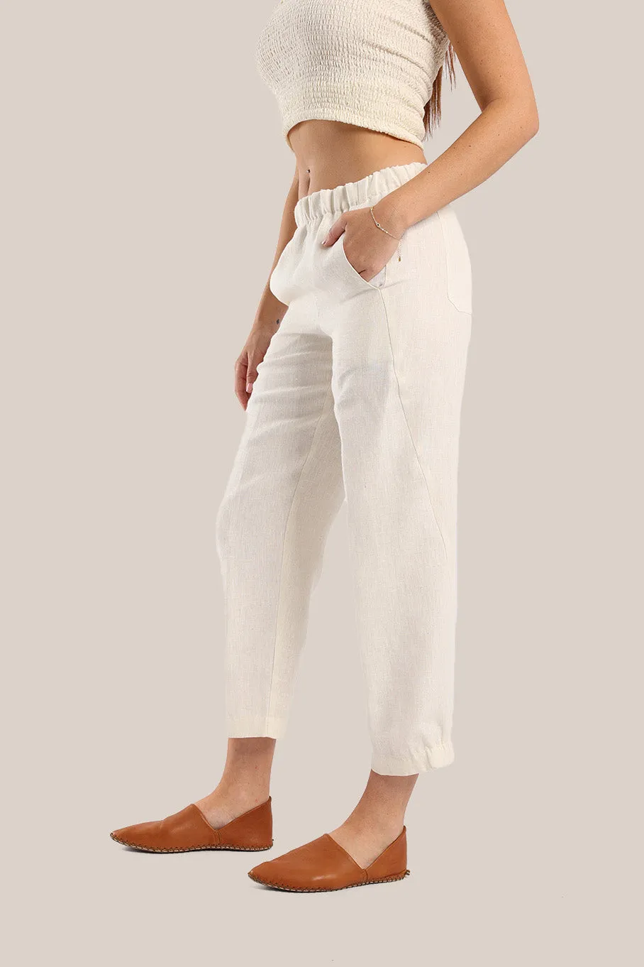 Linen Pants with elastic waistline