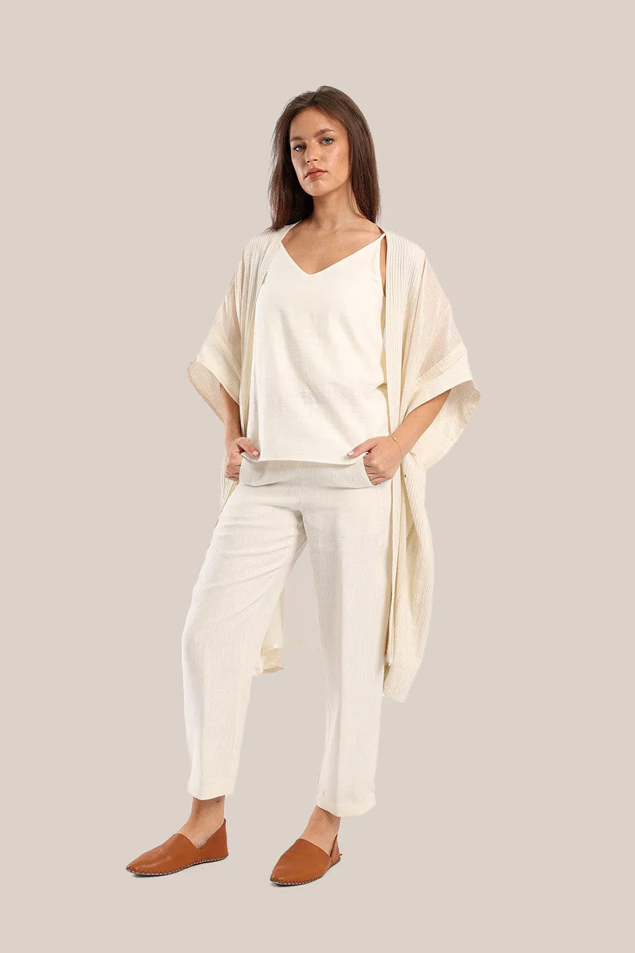 Linen Pants with elastic waistline
