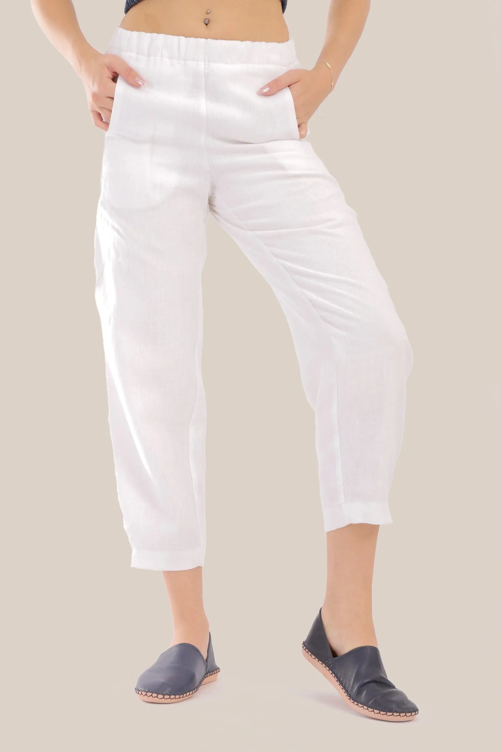 Linen Pants with elastic waistline
