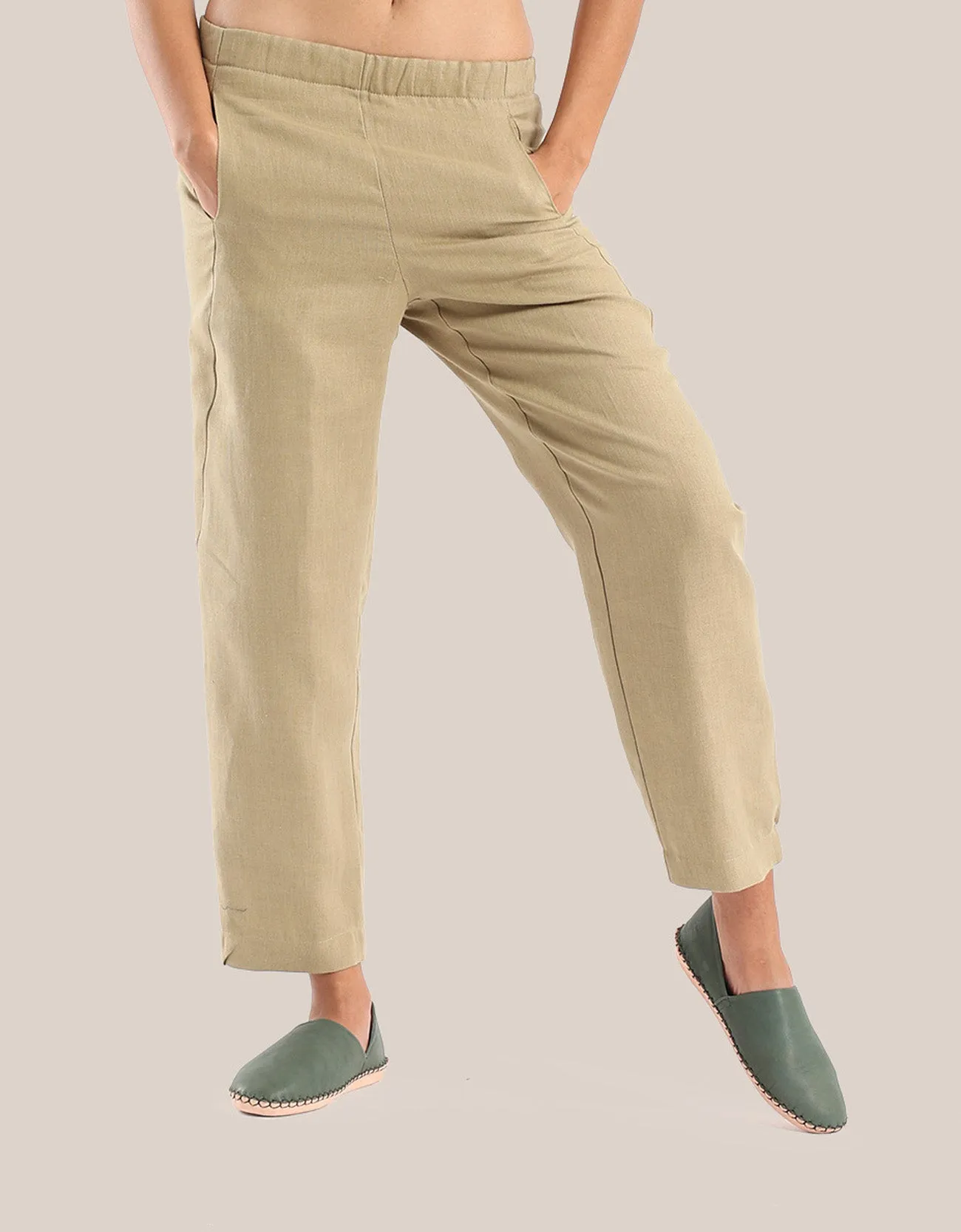 Linen Pants with elastic waistline