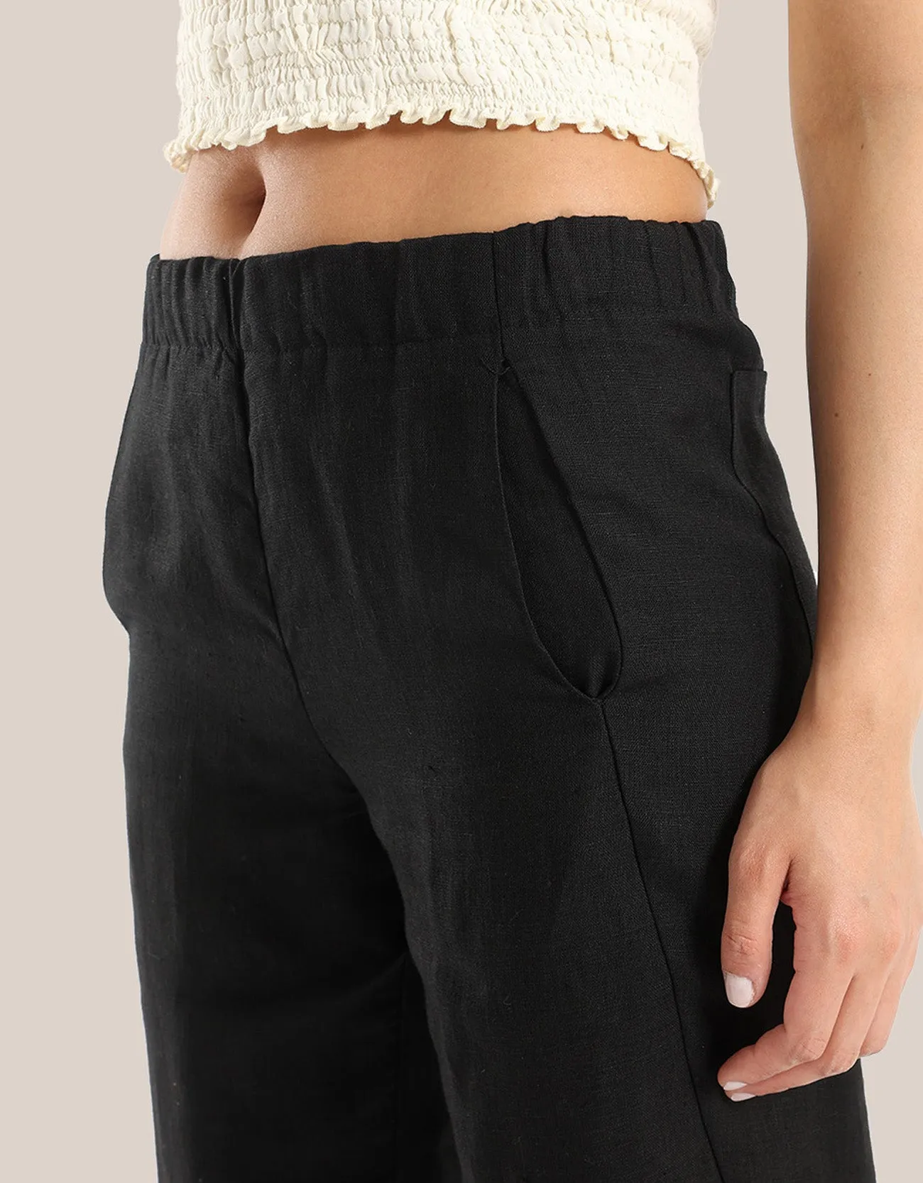Linen Pants with elastic waistline