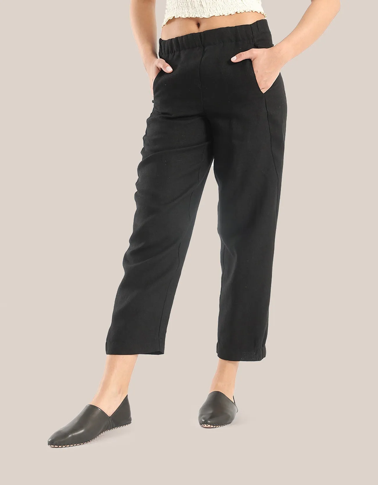 Linen Pants with elastic waistline