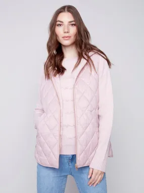 Quilted Puffer Vest with Hood - Powder