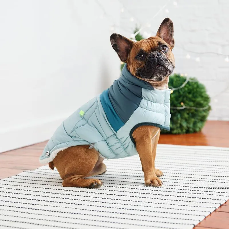 Retro Puffer Dog Coat - Light Blue