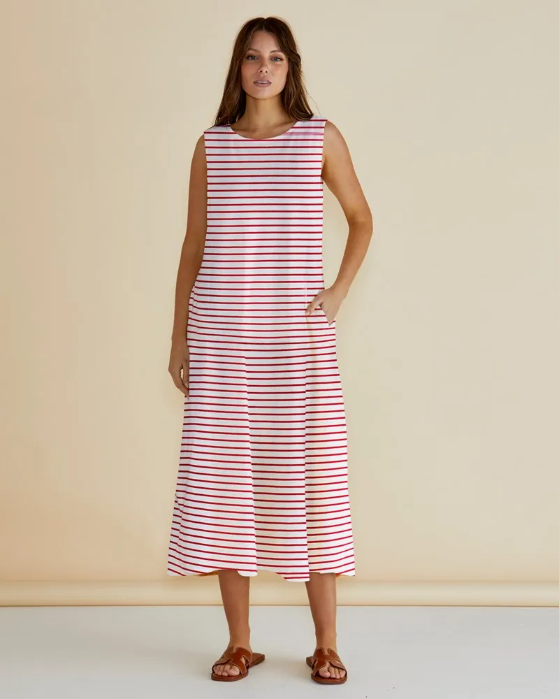 Sabrina Maxi Dress - Red Stripe