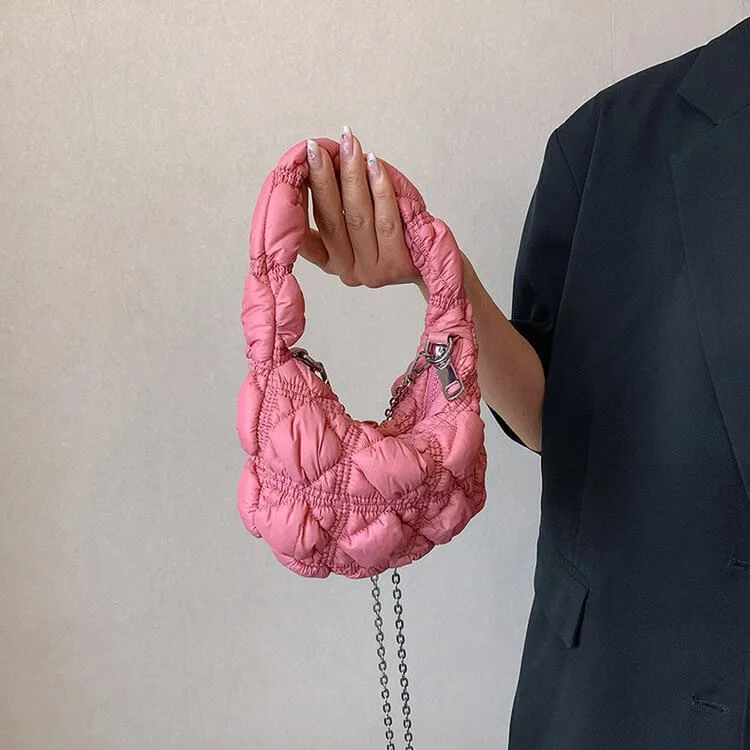 Small Mini Nylon Quilted Puffer Bag-Showtown