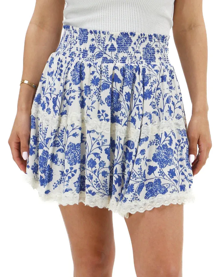 Smocked Skort in Toile Print