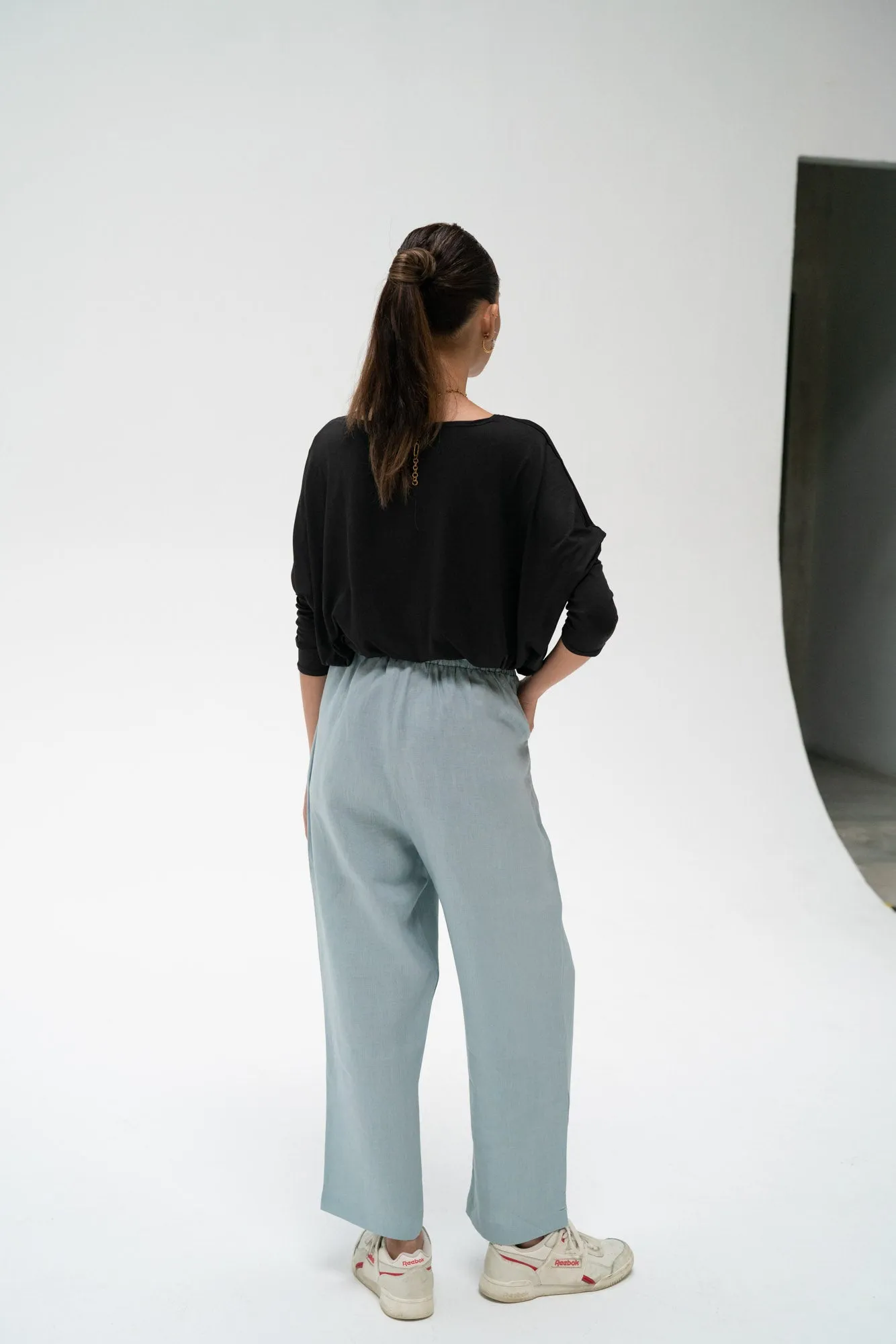 Zoe Linen Pants in Dusty Blue